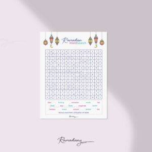 Ramadan Word search kids uppercase and lowercase